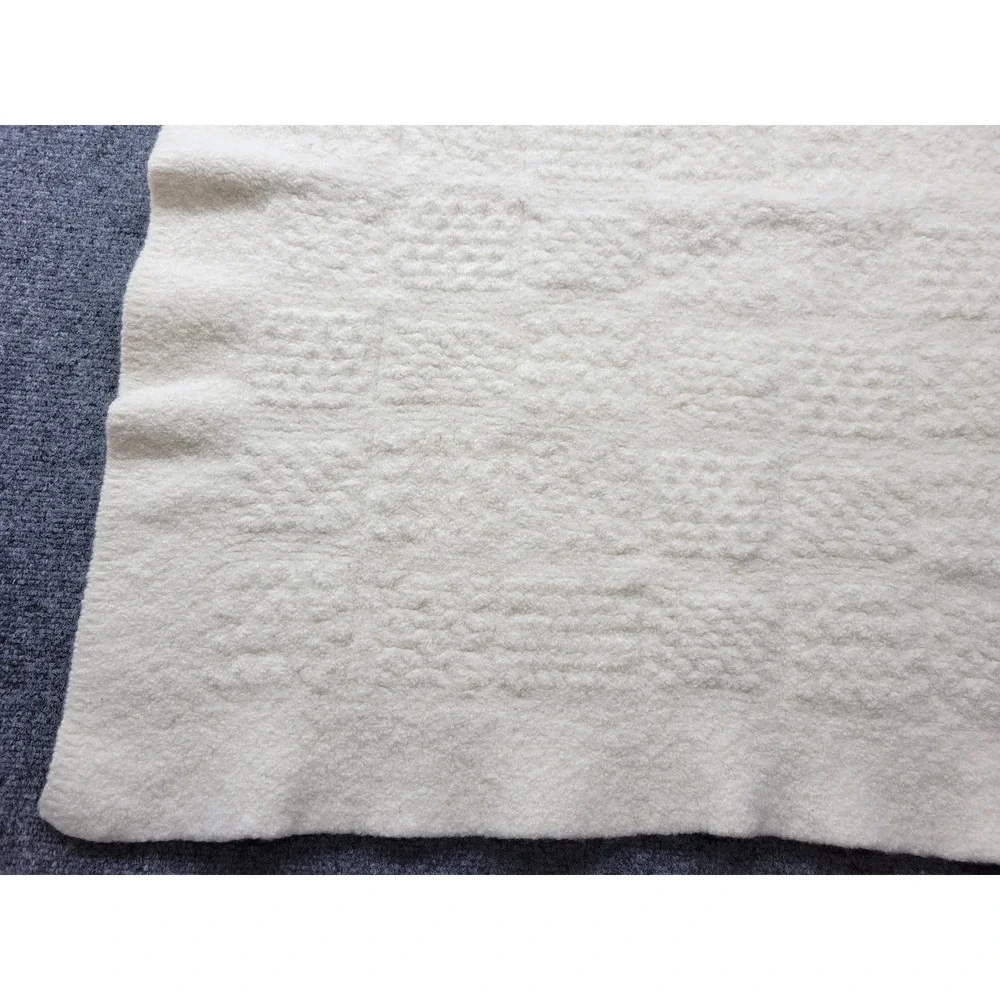 Vintage Aran Mor Ireland Wool Baby Blanket Cream Patchwork 39x35 Ireland Made